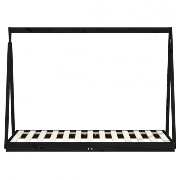 Cadre de lit pour enfant noir 80x160 cm bois de pin massif