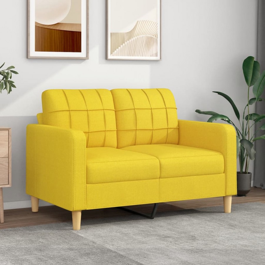 Canapé à 2 places Jaune clair 120 cm Tissu