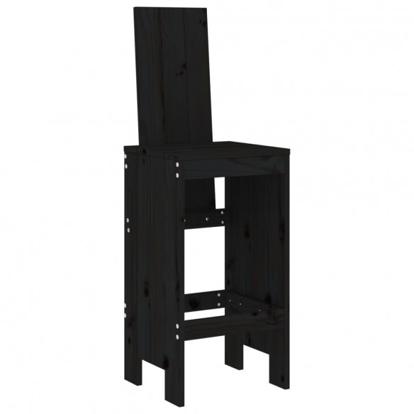 Tabourets de bar 2 pcs noir 40x42x120 cm bois massif de pin