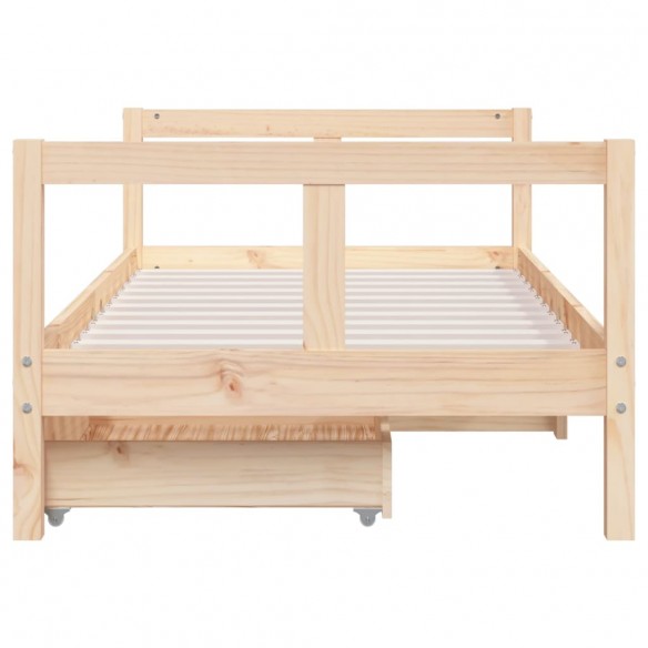 Cadre de lit pour enfant et tiroirs 80x160cm bois de pin massif