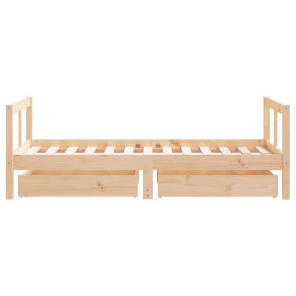 Cadre de lit pour enfant et tiroirs 80x160cm bois de pin massif