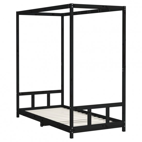 Cadre de lit pour enfants noir 90x190 cm bois de pin massif