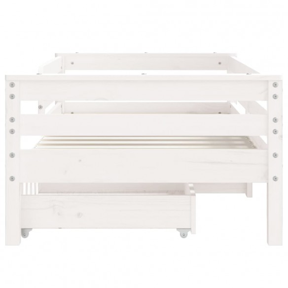 Cadre de lit enfant tiroirs blanc 70x140 cm bois de pin massif