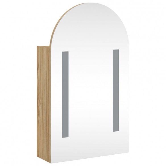 Armoire de bain à miroir avec LED arquée chêne 42x13x70 cm