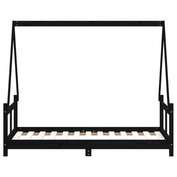 Cadre de lit pour enfant noir 80x160 cm bois de pin massif