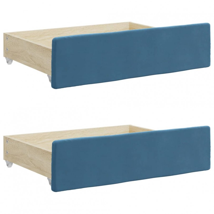 Tiroirs de lit 2 pcs bleu bois d'ingénierie et tissu Tiroirs de lit 2 pcs bleu bois d'ingénierie et tissu