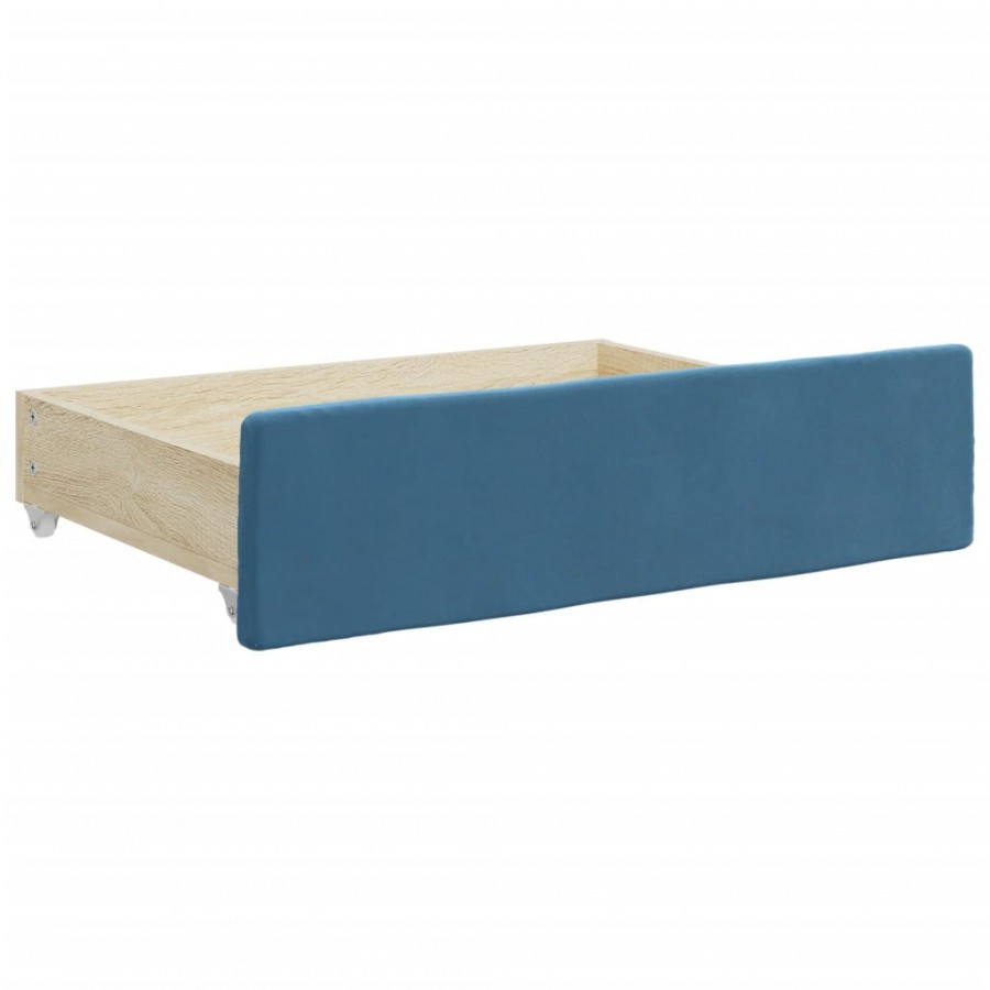 Tiroirs de lit 2 pcs bleu bois d'ingénierie et tissu Tiroirs de lit 2 pcs bleu bois d'ingénierie et tissu