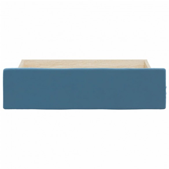 Tiroirs de lit 2 pcs bleu bois d'ingénierie et tissu