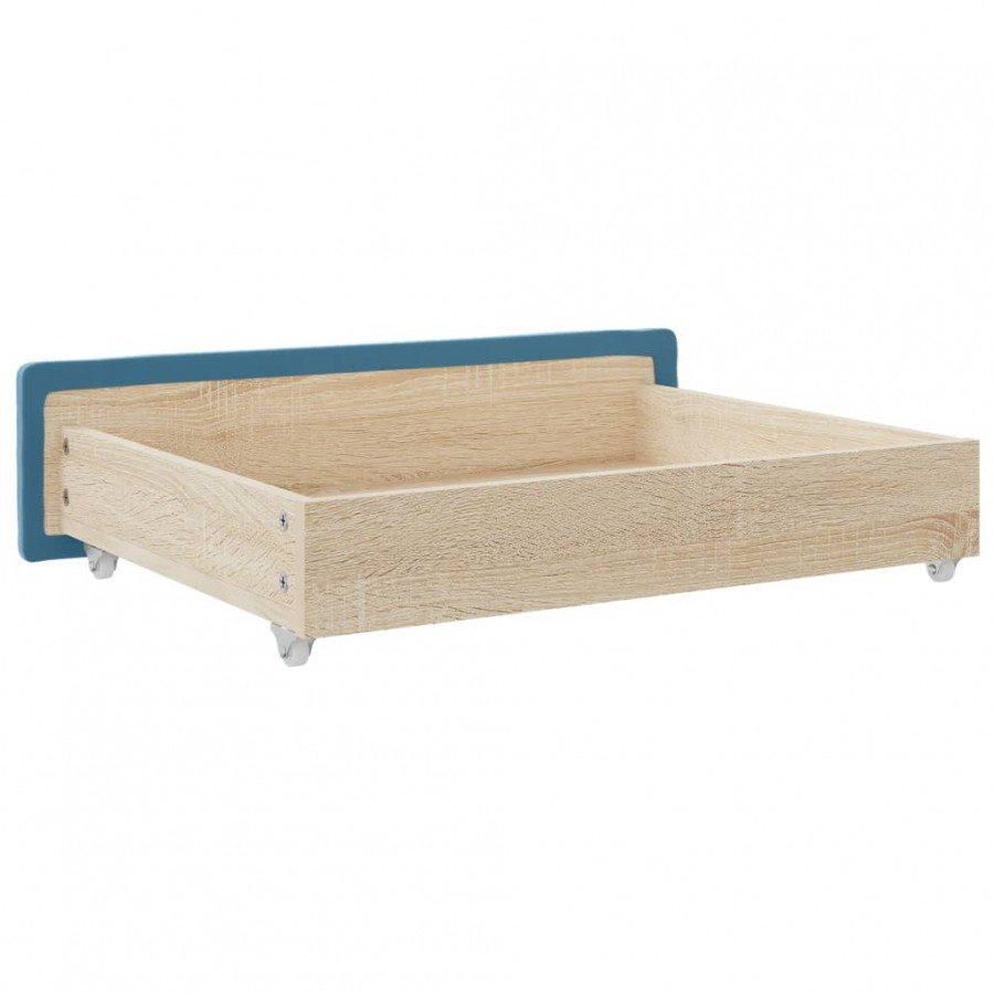 Tiroirs de lit 2 pcs bleu bois d'ingénierie et tissu Tiroirs de lit 2 pcs bleu bois d'ingénierie et tissu