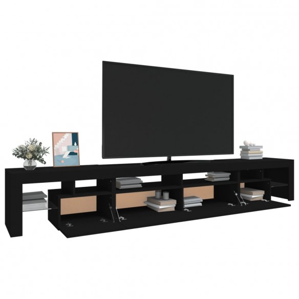 Meuble TV avec lumières LED Noir 260x36,5x40 cm