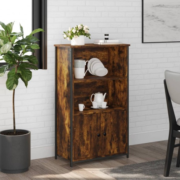 Buffet haut chêne fumé 62x32x103,5 cm bois d'ingénierie