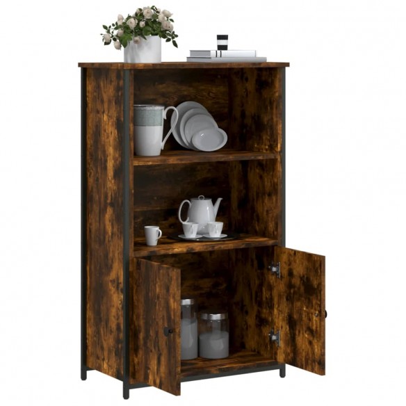 Buffet haut chêne fumé 62x32x103,5 cm bois d'ingénierie