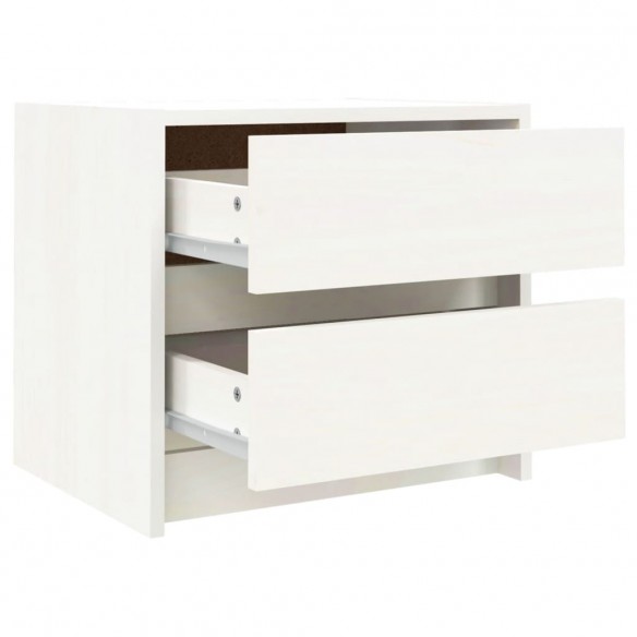Table de chevet blanc 40x31x35,5 cm bois de pin massif