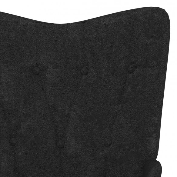 Chaise de relaxation avec tabouret Noir Tissu