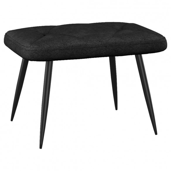 Chaise de relaxation avec tabouret Noir Tissu