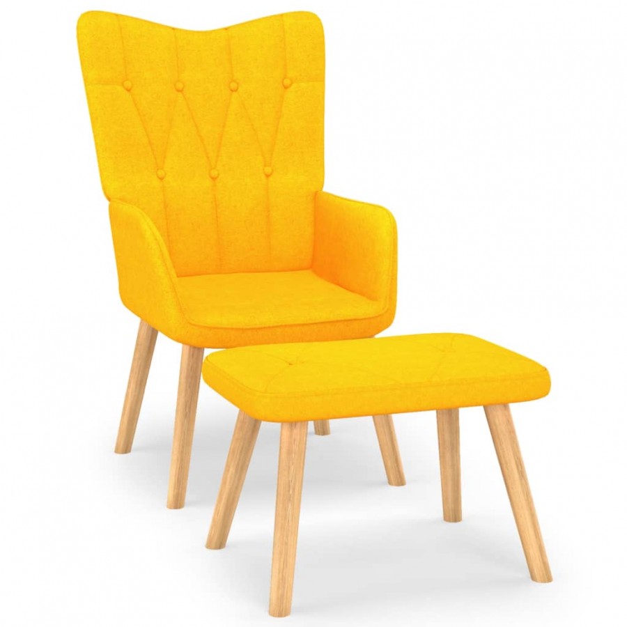 Chaise de relaxation avec tabouret Jaune moutarde Tissu