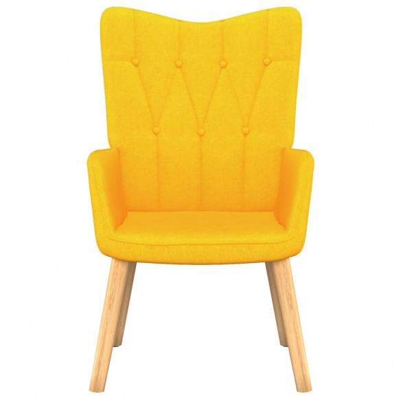 Chaise de relaxation avec tabouret Jaune moutarde Tissu