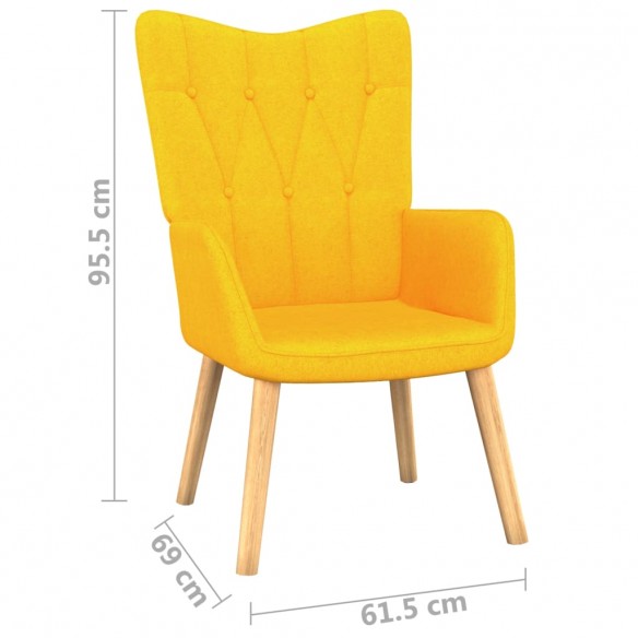 Chaise de relaxation avec tabouret Jaune moutarde Tissu