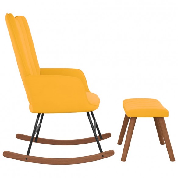 Chaise à bascule avec repose-pied Jaune moutarde Velours