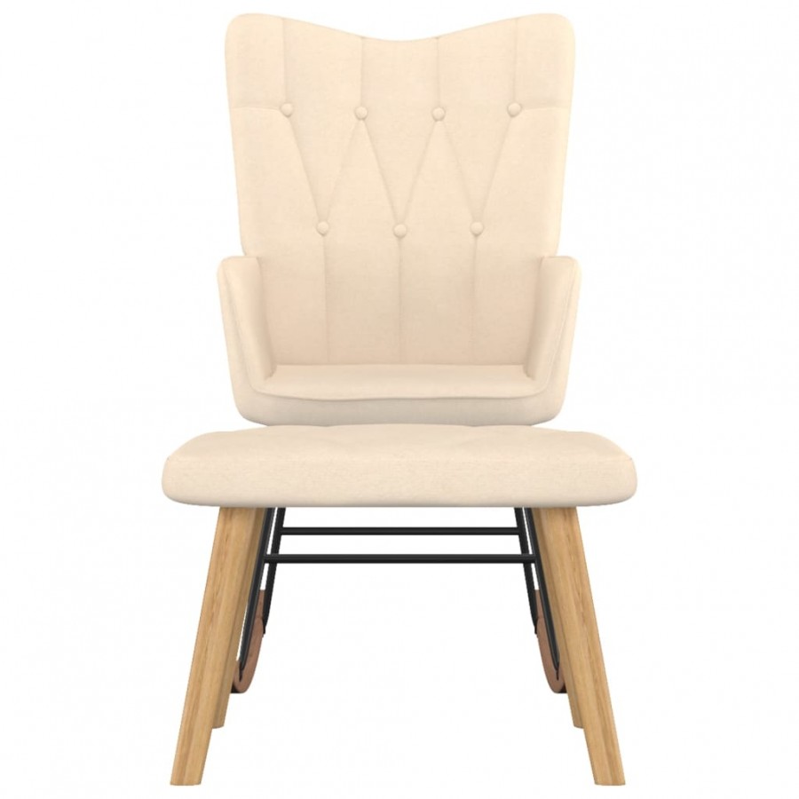 Chaise à bascule avec repose-pied Crème Tissu