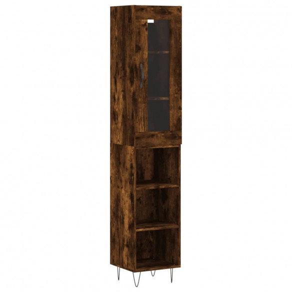 Buffet haut Chêne fumé 34,5x34x180 cm Bois d'ingénierie