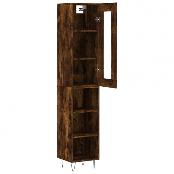 Buffet haut Chêne fumé 34,5x34x180 cm Bois d'ingénierie