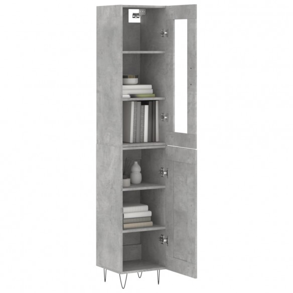 Buffet haut Gris béton 34,5x34x180 cm Bois d'ingénierie