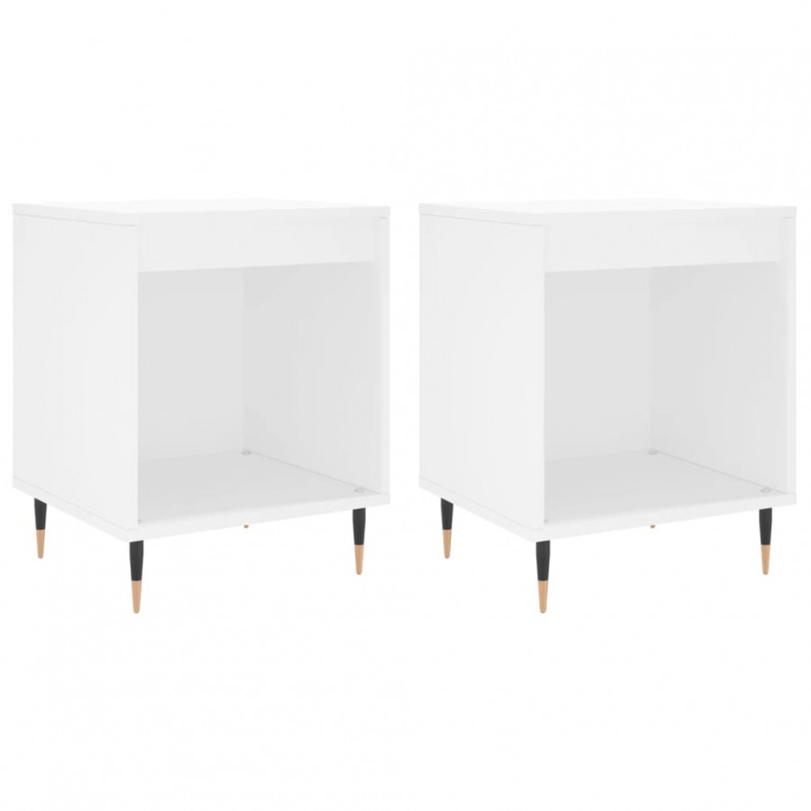 Tables de chevet 2 pcs blanc 40x35x50 cm bois d’ingénierie