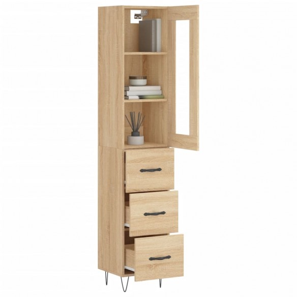 Buffet haut Chêne sonoma 34,5x34x180 cm Bois d'ingénierie