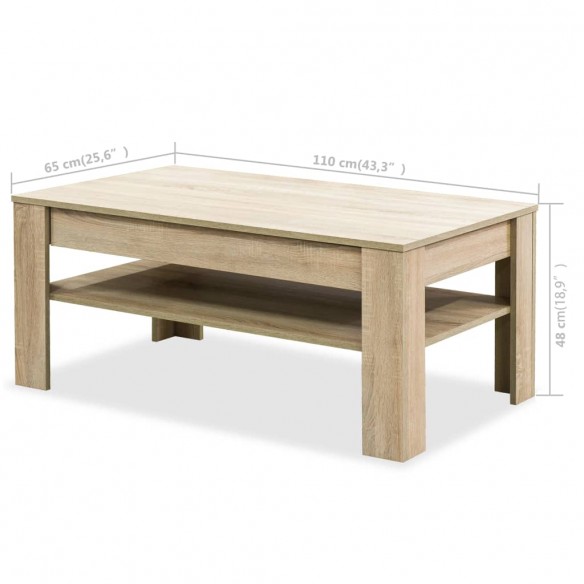 Table basse en aggloméré 110 x 65 x 48 cm Chêne