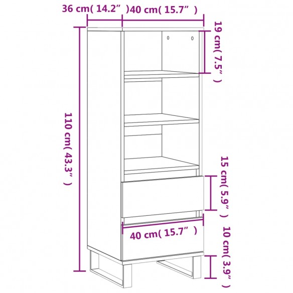 Buffet haut Chêne sonoma 40x36x110 cm Bois d'ingénierie