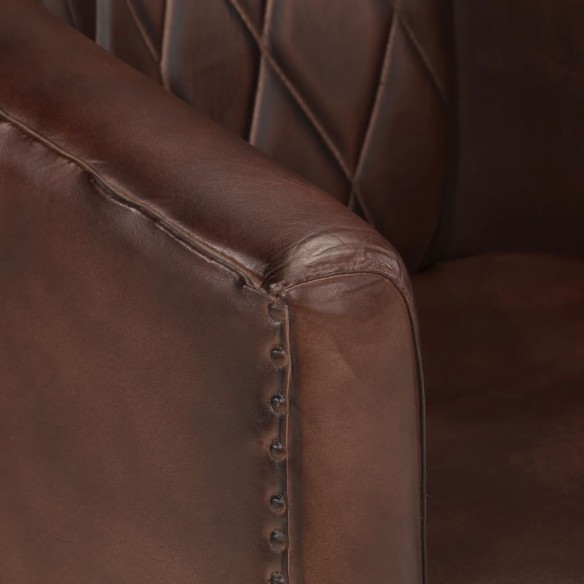 Fauteuil cabriolet marron clair cuir véritable