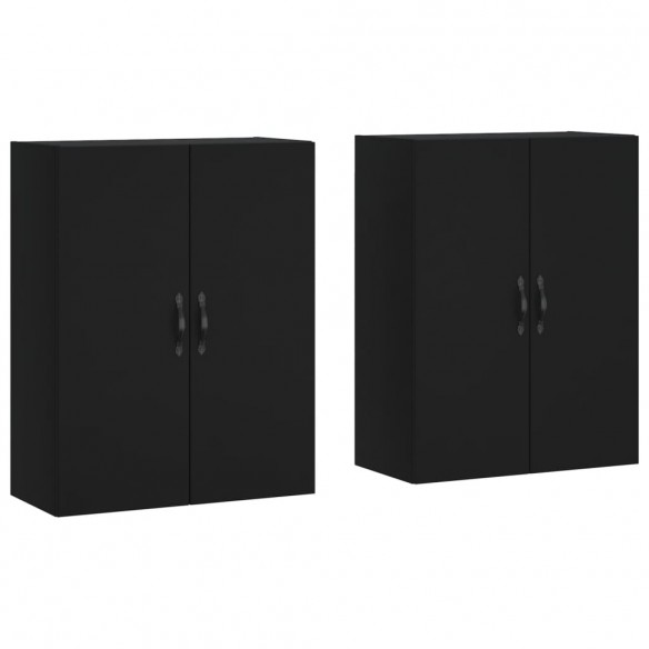 Armoires murales 2 pcs noir bois d'ingénierie