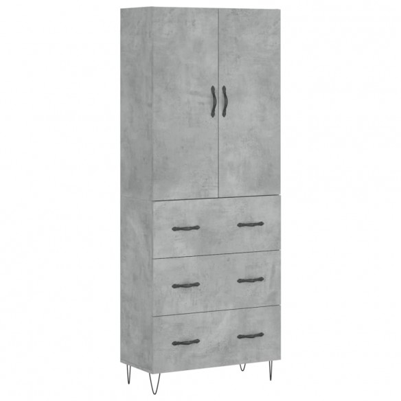 Buffet haut Gris béton 69,5x34x180 cm Bois d'ingénierie