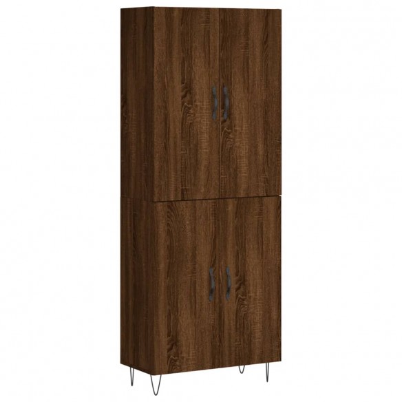 Buffet haut Chêne marron 69,5x34x180 cm Bois d'ingénierie