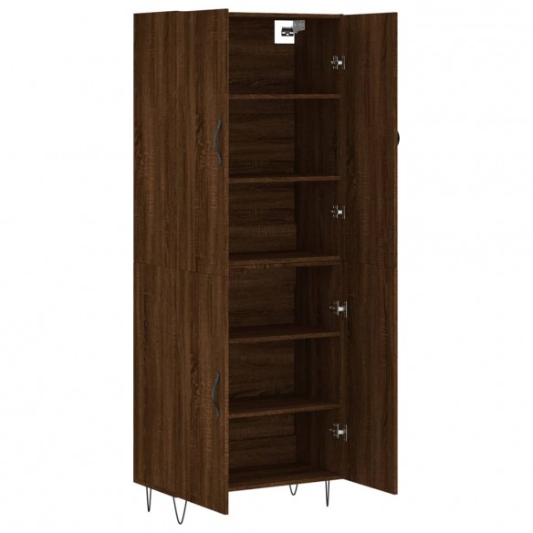 Buffet haut Chêne marron 69,5x34x180 cm Bois d'ingénierie