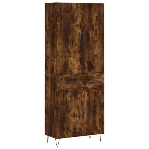 Buffet haut Chêne fumé 69,5x34x180 cm Bois d'ingénierie