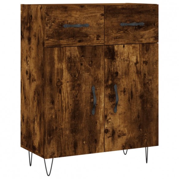 Buffet haut Chêne fumé 69,5x34x180 cm Bois d'ingénierie