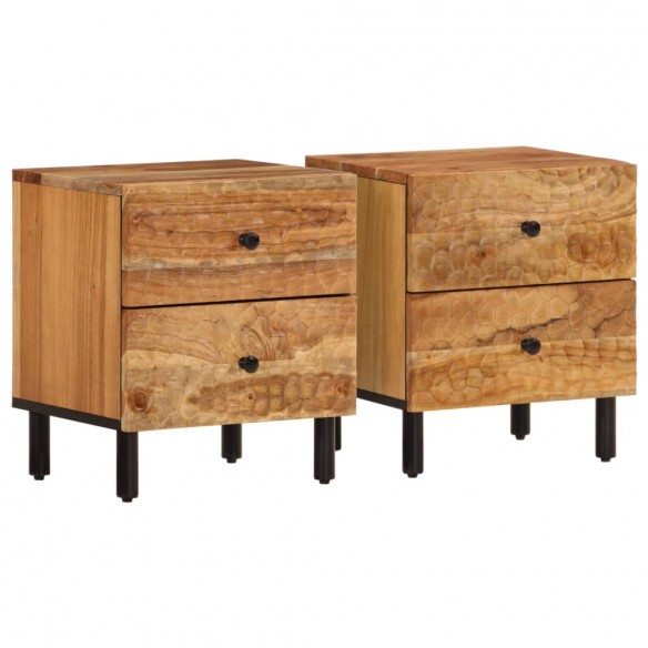 Tables de chevet 2 pcs 40x33x46 cm Bois d'acacia massif