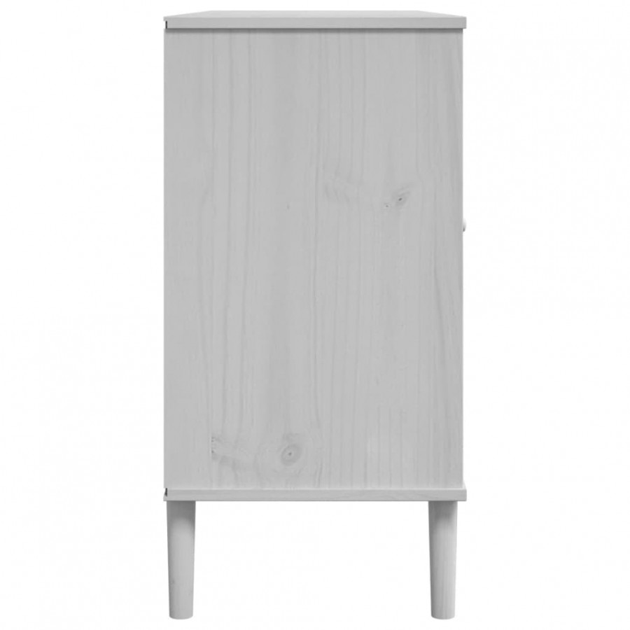 Buffet SENJA aspect rotin blanc 112x40x80cm bois massif de pin