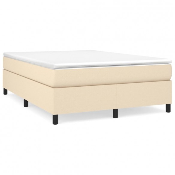 Sommier à lattes de lit avec matelas Crème 140x190 cm Tissu