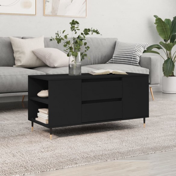 Table basse noir 102x44,5x50 cm bois d'ingénierie