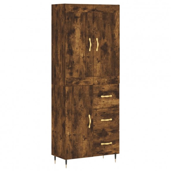 Buffet haut Chêne fumé 69,5x34x180 cm Bois d'ingénierie