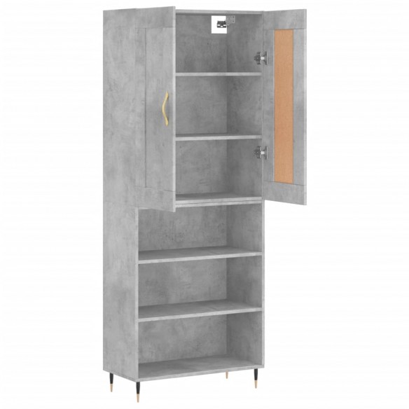 Buffet haut Gris béton 69,5x34x180 cm Bois d'ingénierie