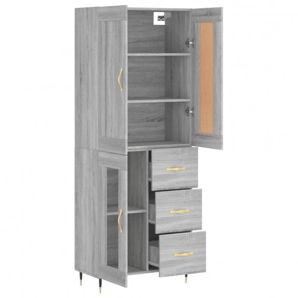 Buffet haut Sonoma gris 69,5x34x180 cm Bois d'ingénierie