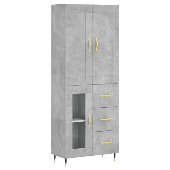 Buffet haut Gris béton 69,5x34x180 cm Bois d'ingénierie