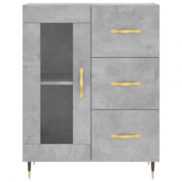 Buffet haut Gris béton 69,5x34x180 cm Bois d'ingénierie