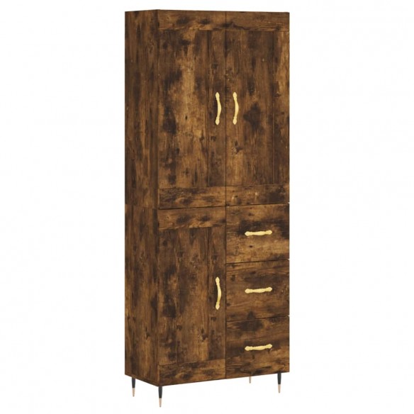 Buffet haut Chêne fumé 69,5x34x180 cm Bois d'ingénierie