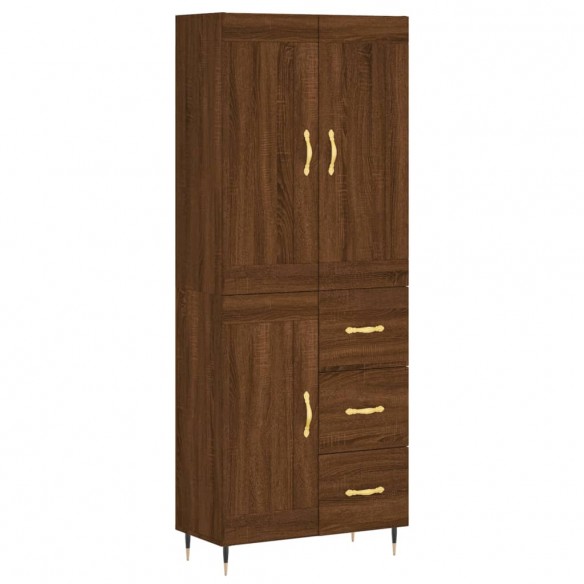 Buffet haut Chêne marron 69,5x34x180 cm Bois d'ingénierie