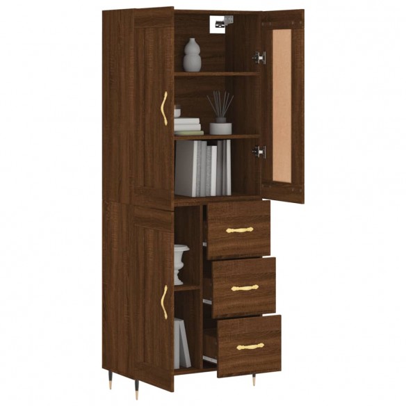 Buffet haut Chêne marron 69,5x34x180 cm Bois d'ingénierie